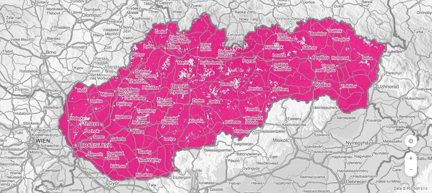 Nová mapa pokrytia od Telekomu 