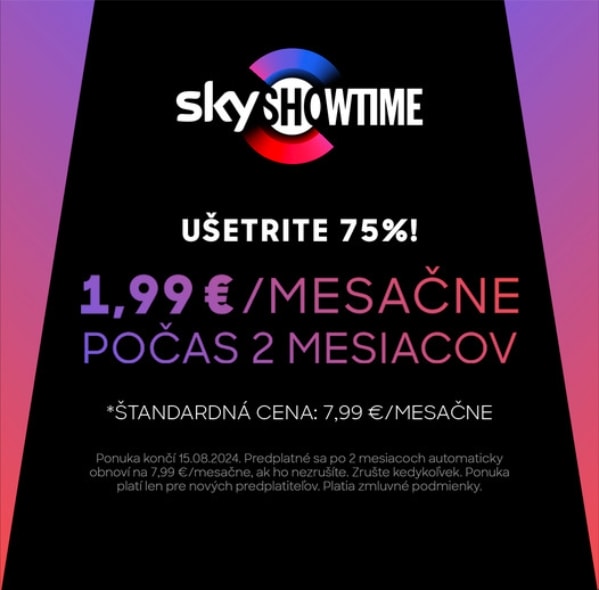 Služba SkyShowtime - 75-percentná zľava