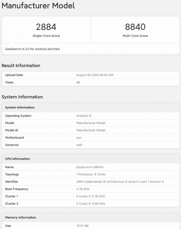 Výsledky údajného Snapdragon 8 Gen 4