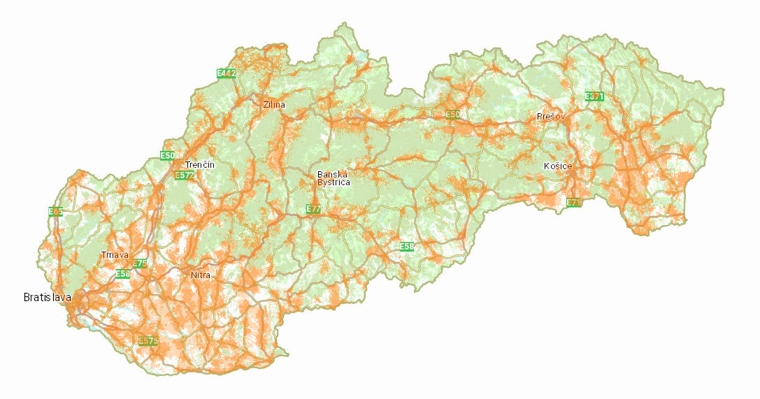 Orange - mapa pokrytia 5G 