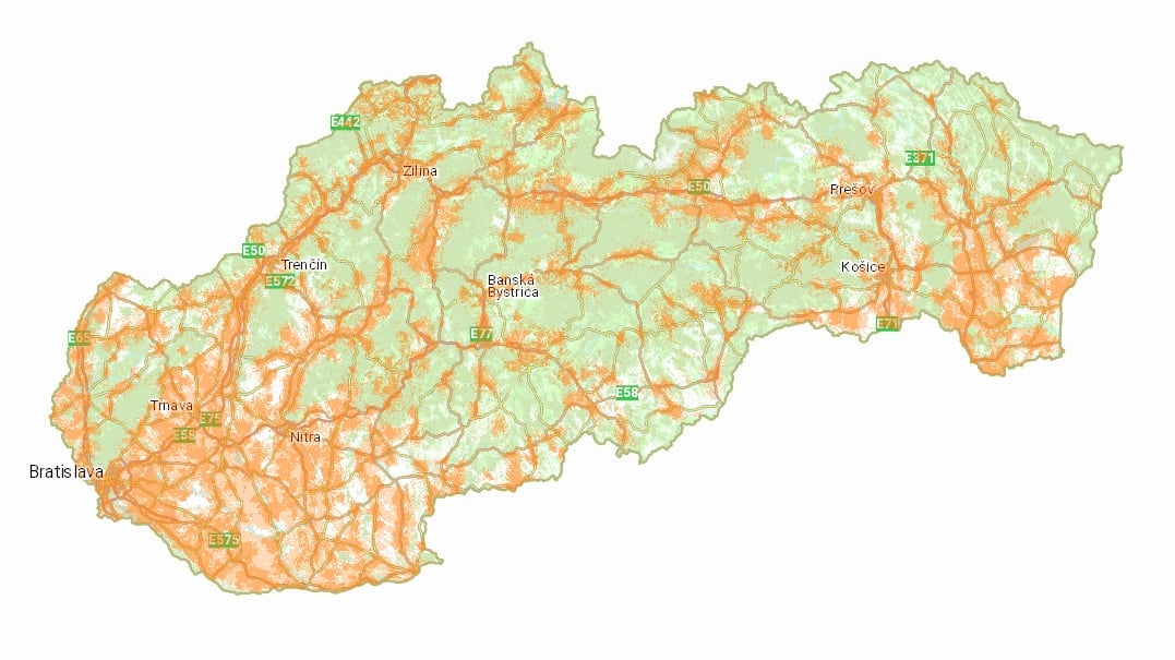 Orange, mapa pokrytia 5G