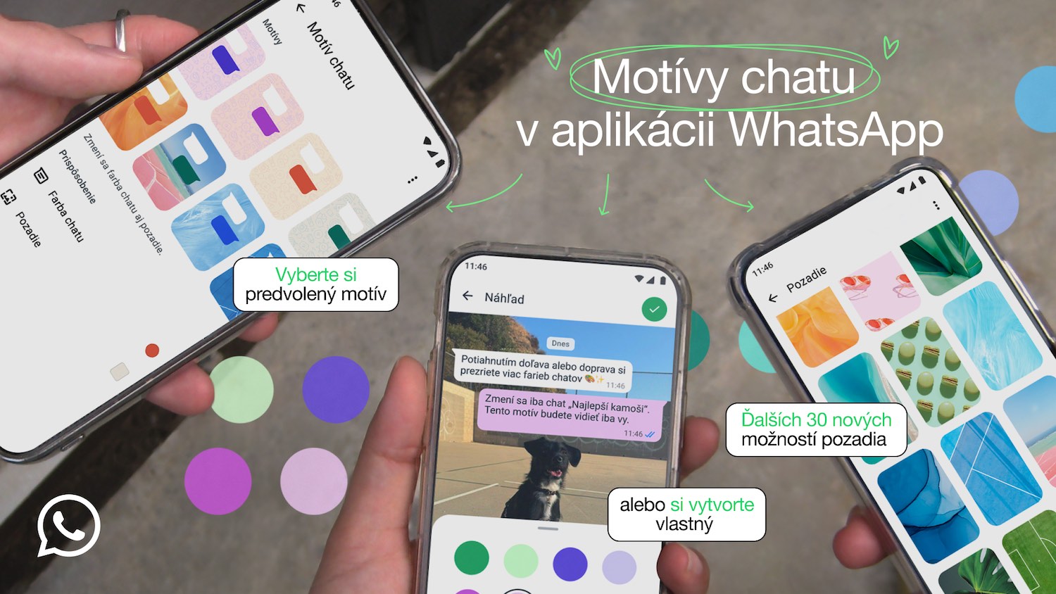 WhatsApp - farebné motívy